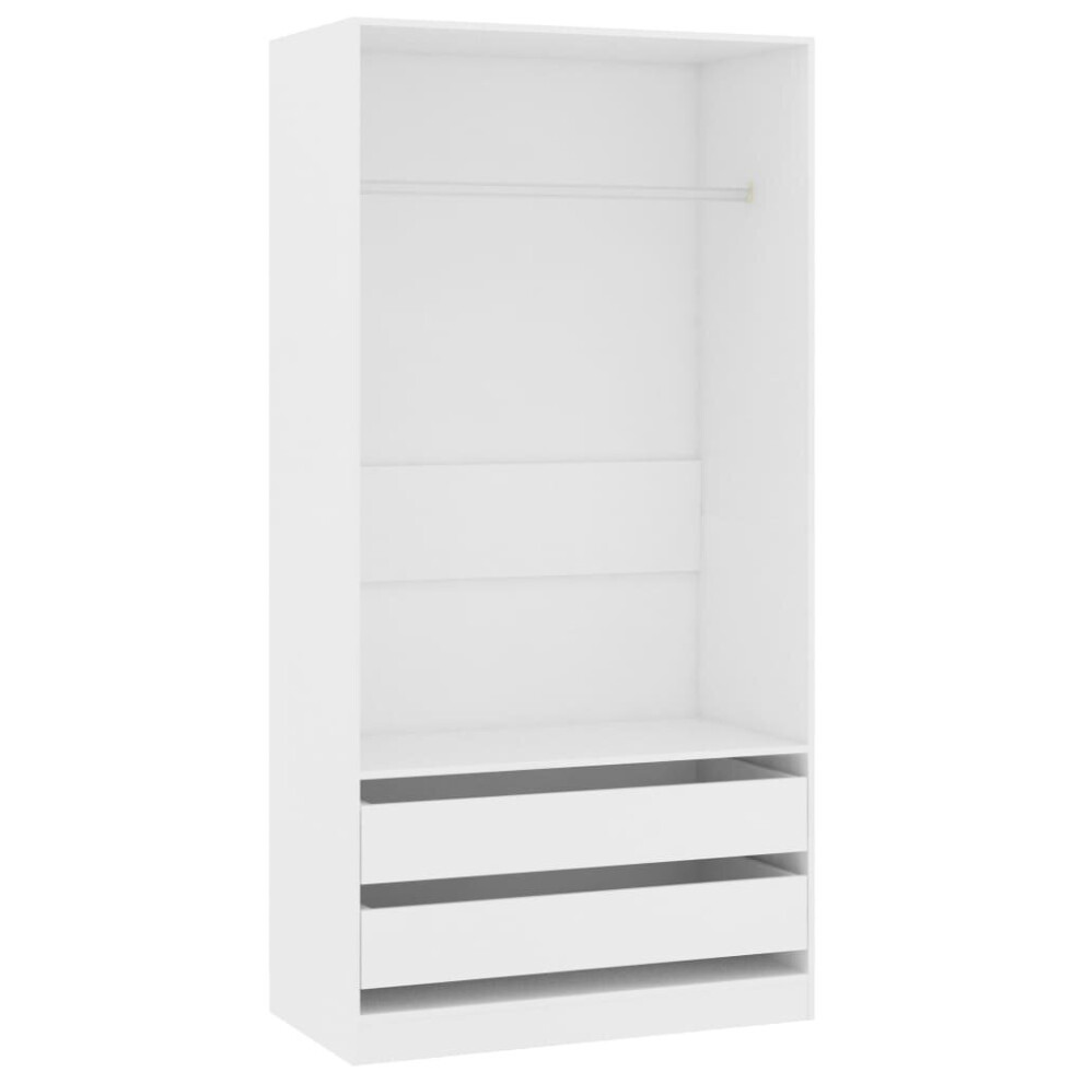 vidaXL Wardrobe Chipboard 100cm White Clothing Cabinets Shelves Hanger Storage