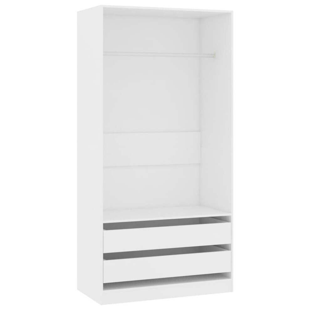 vidaXL Wardrobe Engineered Wood White Clothing Cabinets Shelf Hanger Storage