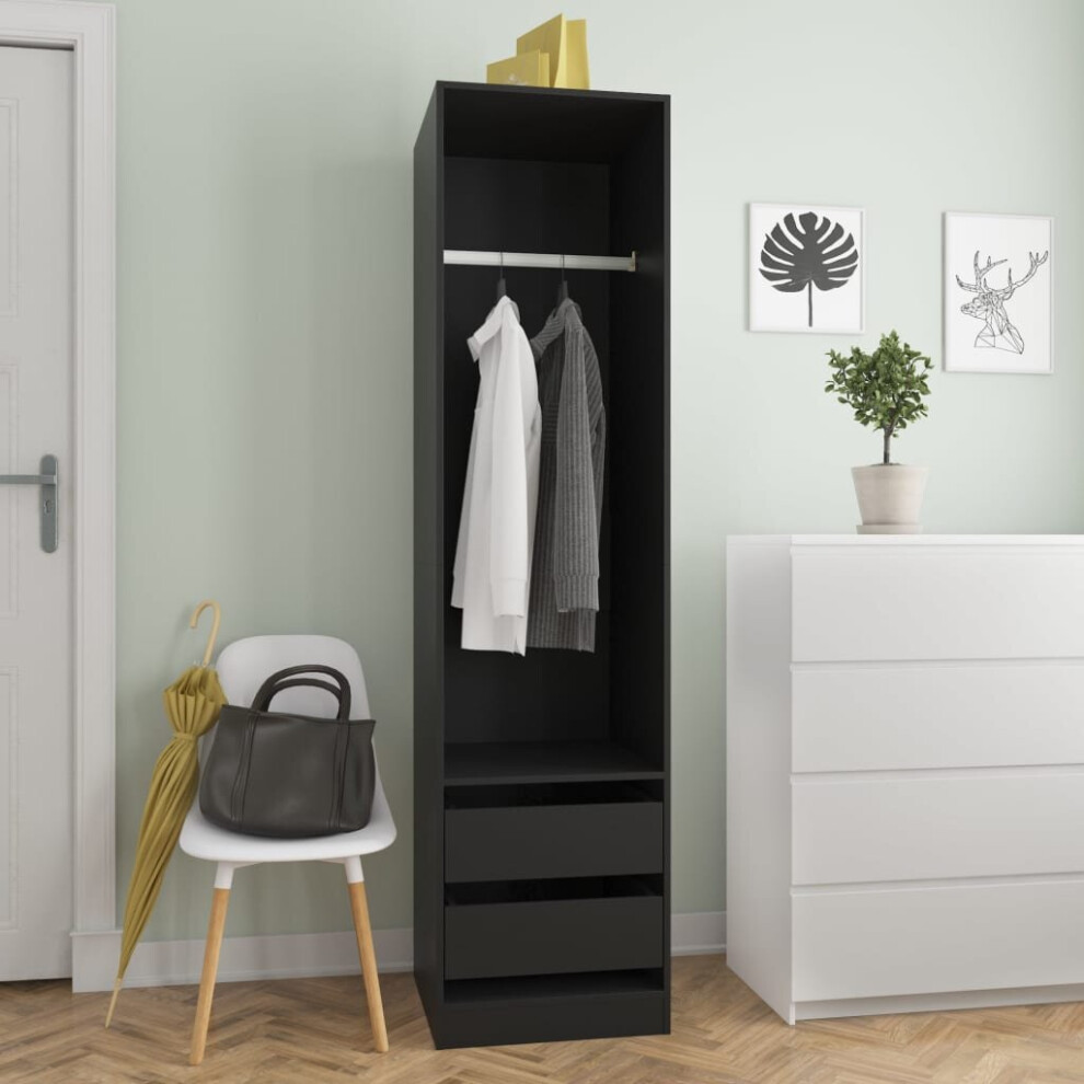 Vidaxl Wardrobe With Drawers Engineered Wood Black Clothing Cabinets Storage