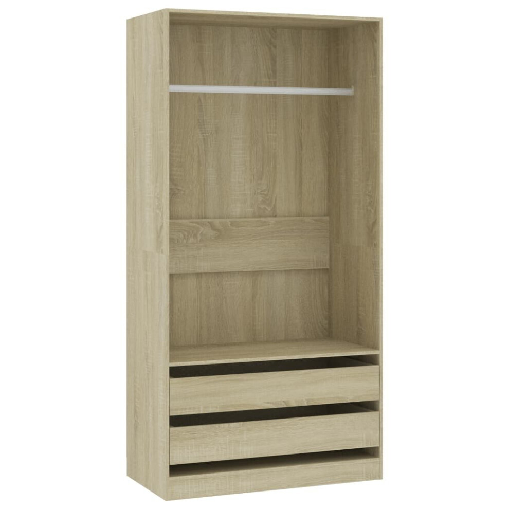 vidaXL Wardrobe Chipboard 100cm Sonoma Oak Clothing Cabinets Shelves Storage