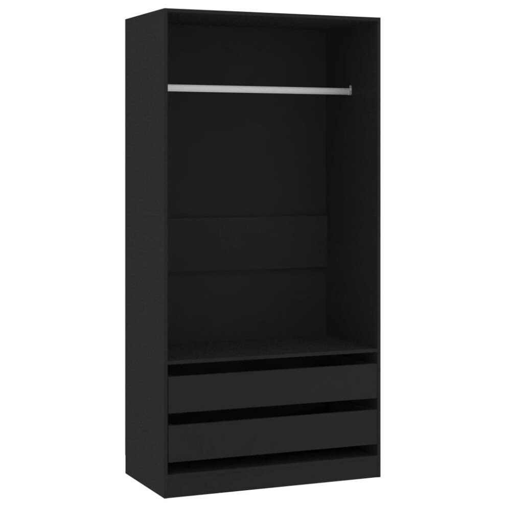 vidaXL Wardrobe Chipboard 100cm Black Clothing Cabinets Shelves Hanger Storage