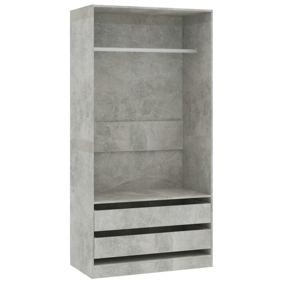 vidaXL Wardrobe Chipboard 100cm Concrete Grey Clothing Cabinet Shelves Storage