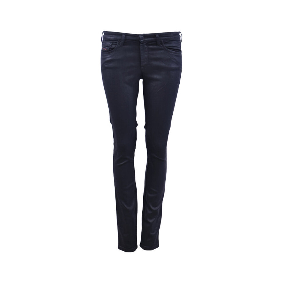Diesel (W24 L30) Doris-Ne 0837C Womens Sweat Jeans Jogg Pants Denim Trouser Leather Coated Black