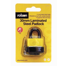 30mm Weatherproof Heavy Duty Laminated Steel Padlock Key Shed Door Rolson 66511