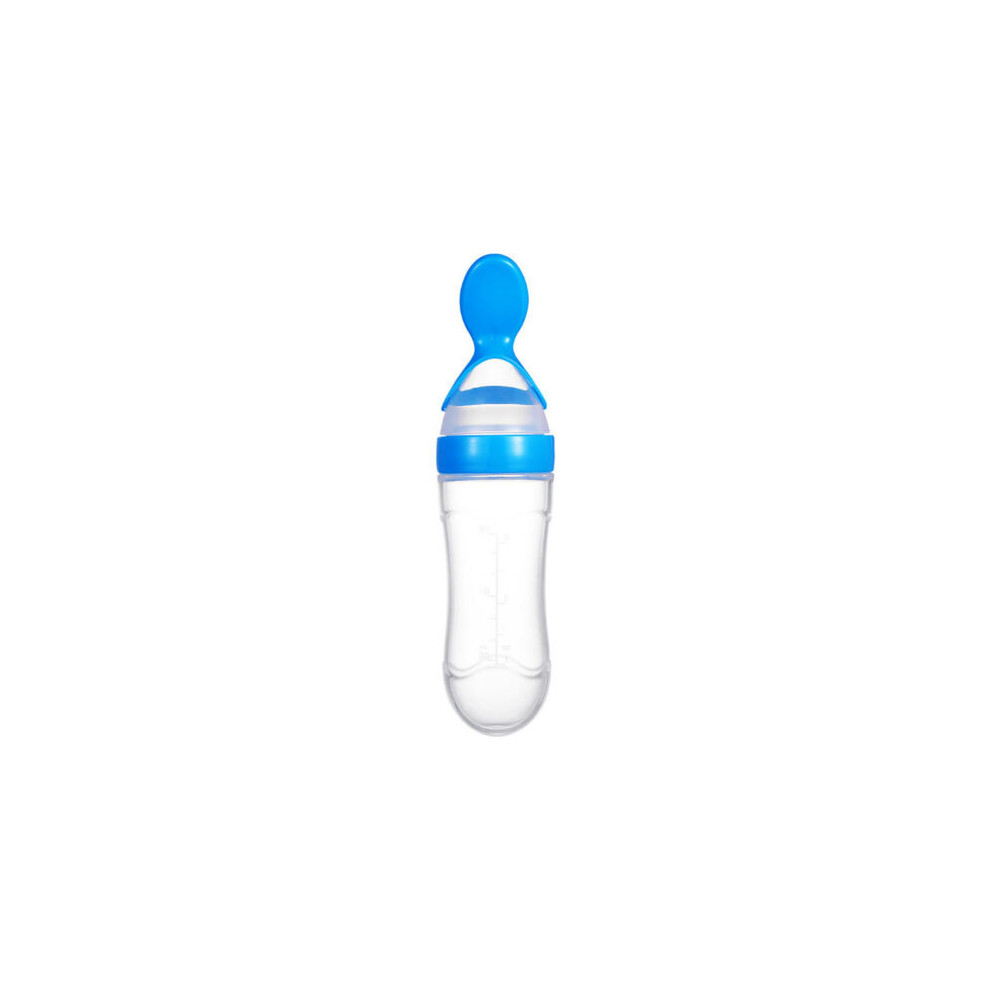 (Blue) Squeeze Feeding Safe Baby Silicone Feeder Rice Cereal Bottle Blue Eranpo