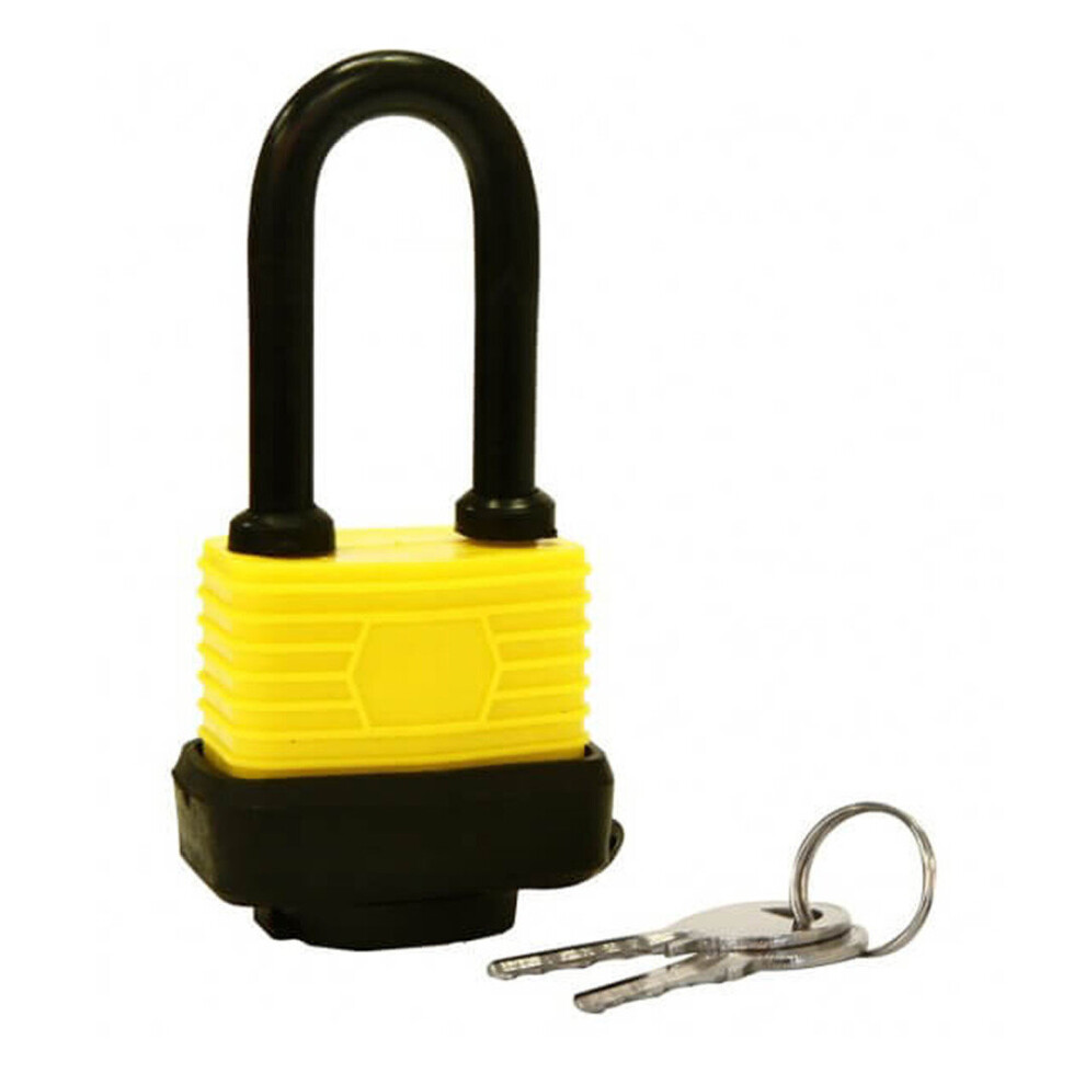 Rolson 40Mm Long Shackle Weatherproof Heavy Duty Laminated Steel Padlock Key Shed Door 66513