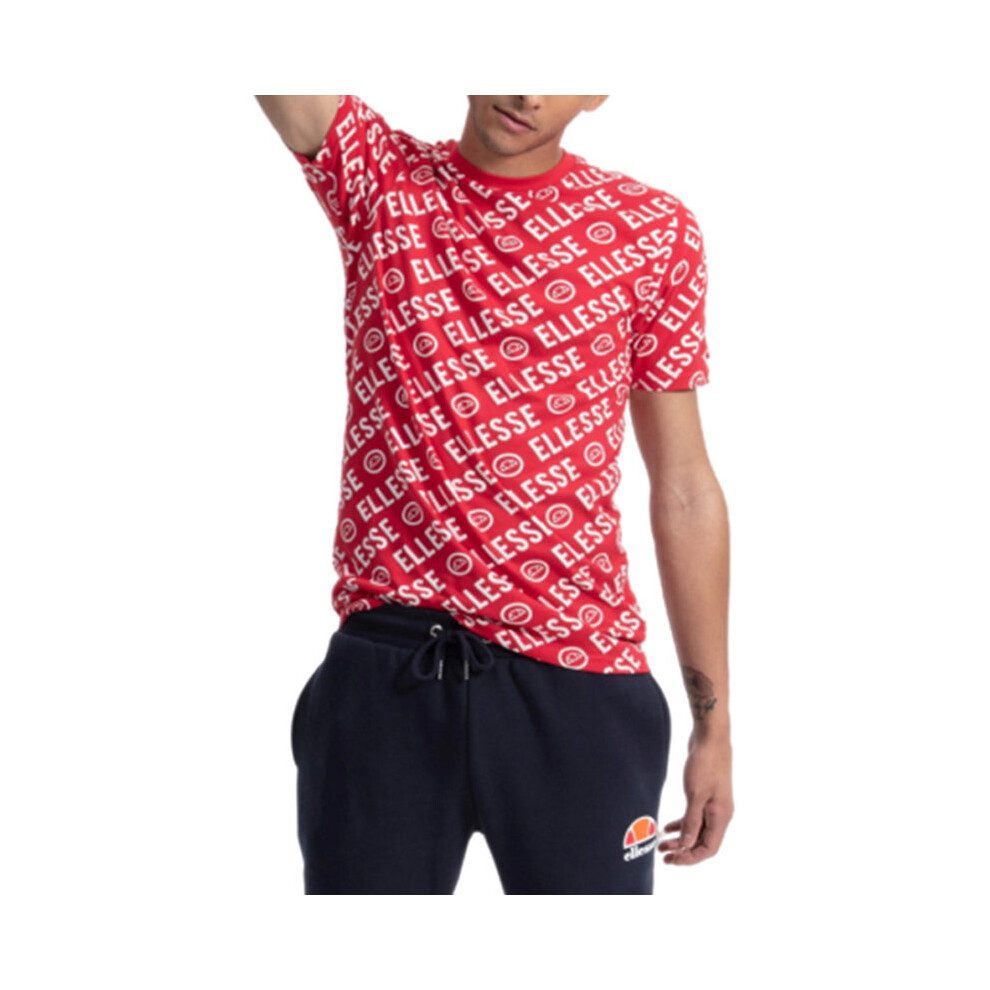 (XS) ELLESSE RODI SHA06435 Mens T-Shirt Crew Neck Short Sleeve Casual Summer Red Tee
