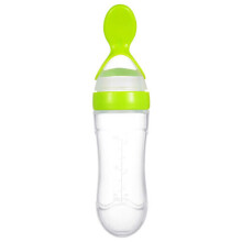 (Green) Squeeze Feeding Safe Baby Silicone Feeder Rice Cereal Bottle