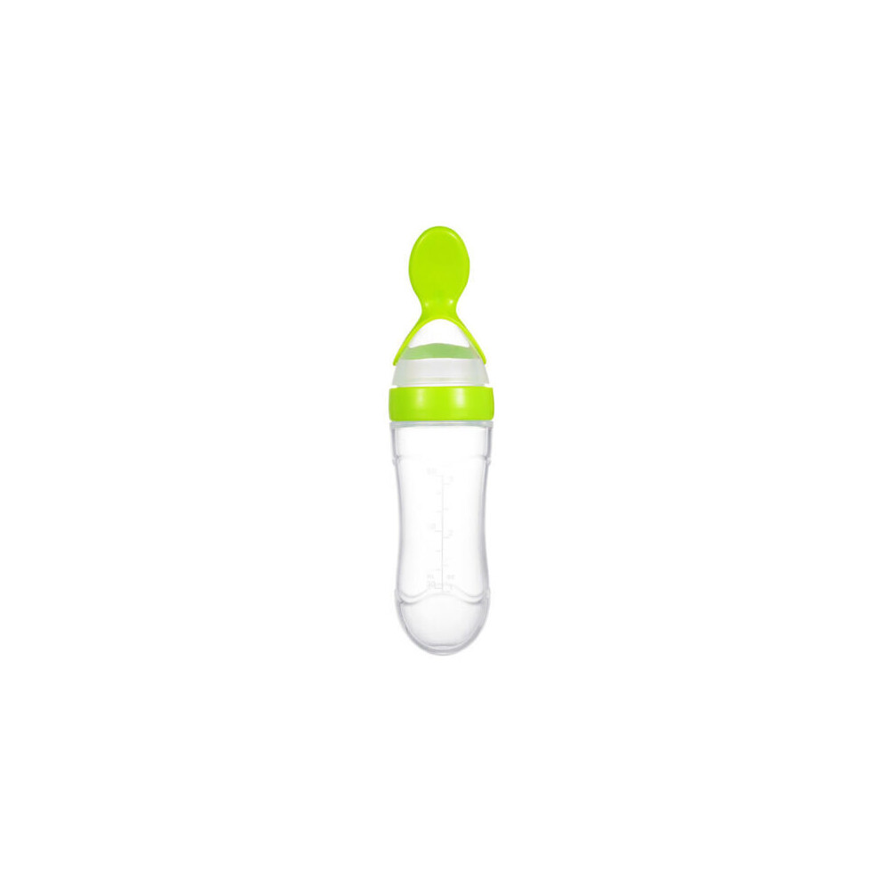 (Green) Squeeze Feeding Safe Baby Silicone Feeder Rice Cereal Bottle Green Eranpo