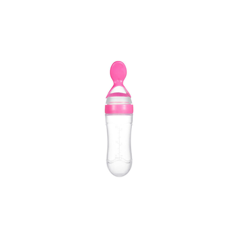 (Pink) Squeeze Feeding Safe Baby Silicone Feeder Rice Cereal Bottle Pink Eranpo