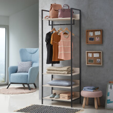 Zahra Bedroom Double Open Wardrobe 4 Shelves Furniture Storage Cupboard