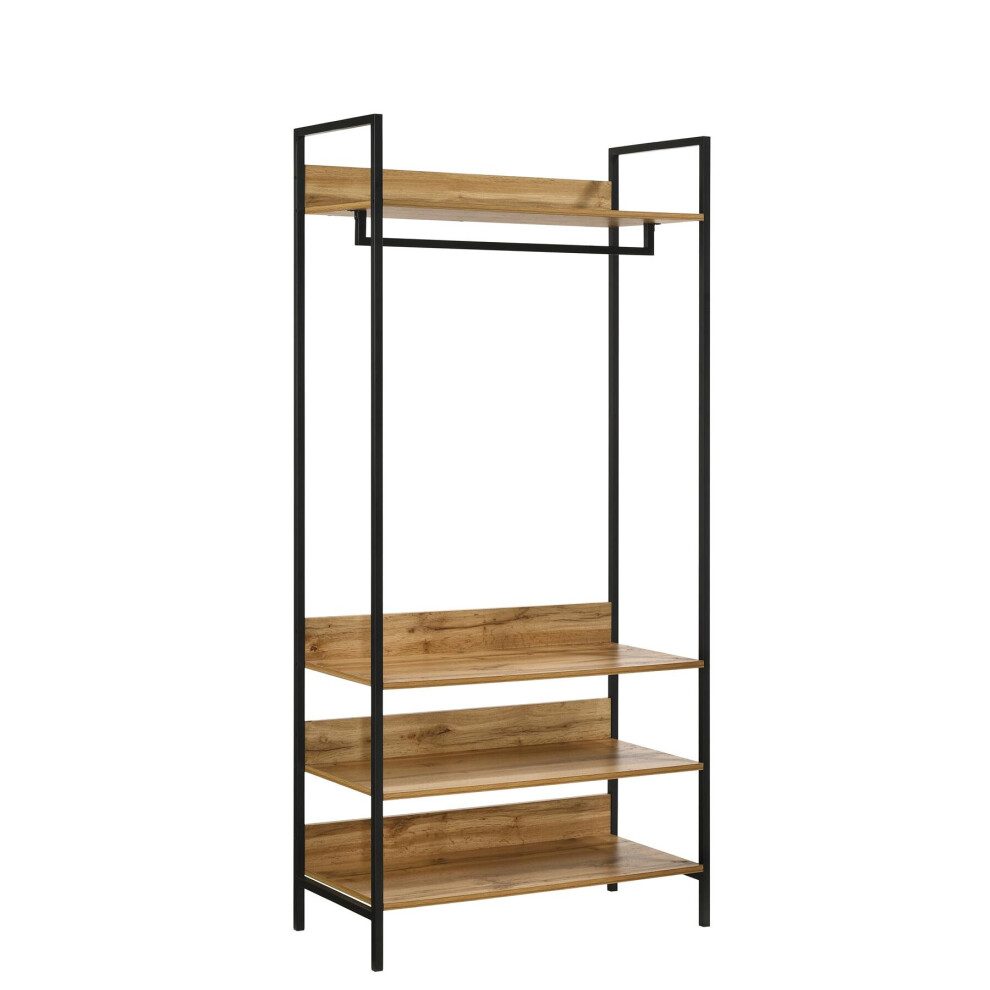 Zahra Bedroom Double Open Wardrobe 4 Shelves Furniture Storage Cupboard