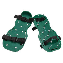 (Dark Green) 30x13cm Garden Lawn Aerating Shoes Grass Care Sandals 13 Spikes 42mm Aerator