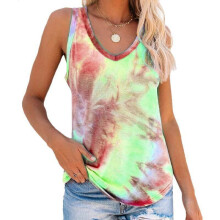 (18, Multicoloured B) Womens Hippie Sleeveless Tie Dye Vest Tank Tops Cami Summer Loose Blouse T Shirt