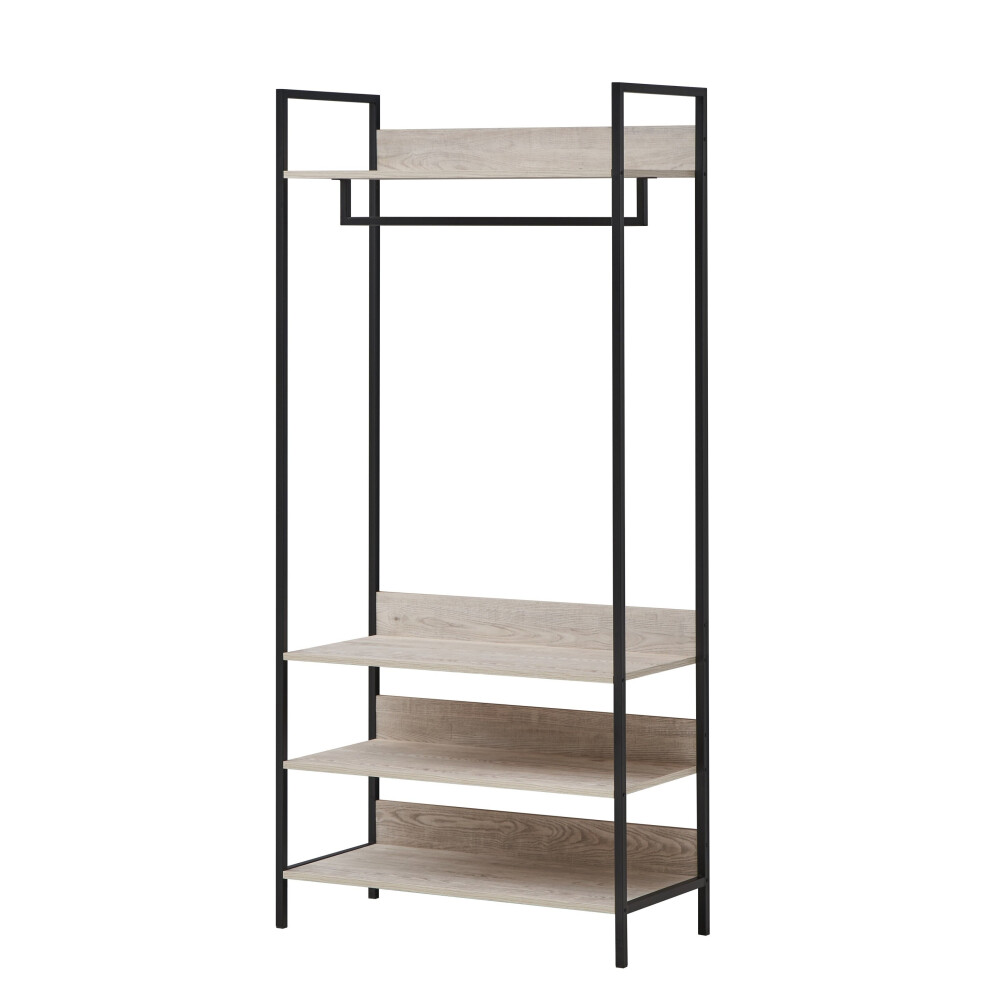 Zahra Bedroom Double Open Wardrobe 4 Shelves Furniture Storage Cupboard