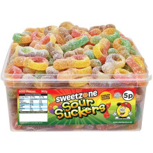 SW-SweetZoneSourSuckers960g - 120 Sour Suckers in 960g Tub, 100% Halal (HMC Certified), No Artificial Colours