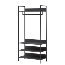 Zahra Black Clothing Rail With Shelves | Open Wardrobe Clothes Storage