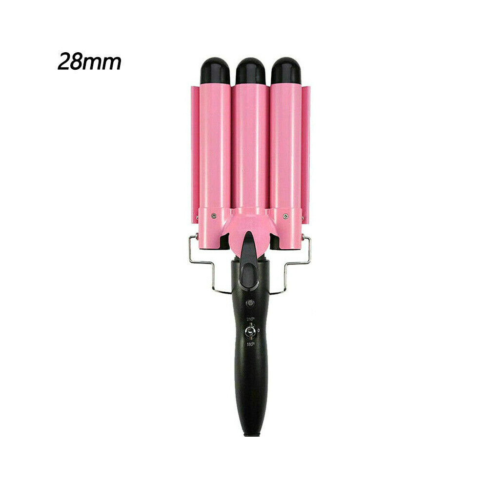 (28mm) Ceramic Triple Barrel Hair Curler, Crimper & Waver