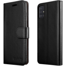 (Black) For Galaxy A51 Phone Wallet Book Leather Case