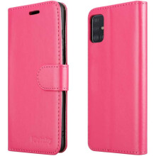 (Pink) For Galaxy A51 Phone Wallet Book Leather Case