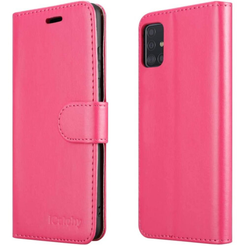 (Pink) For Galaxy A51 Phone Wallet Book Leather Case