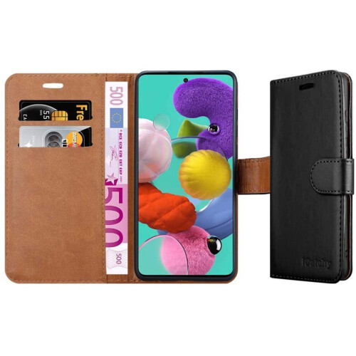 (Black) For Galaxy A51 Phone Wallet Book Leather Case 2