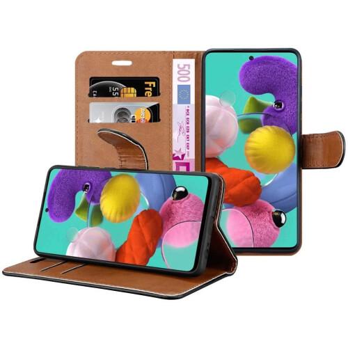(Black) For Galaxy A51 Phone Wallet Book Leather Case 1