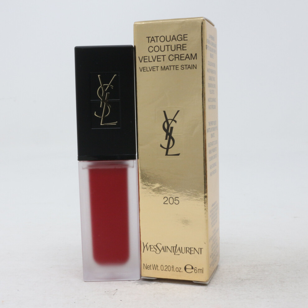 (205 Rouge Clique) Yves Saint Laurent Tatouage Couture Velvet Cream  0.20oz/6ml New With Box