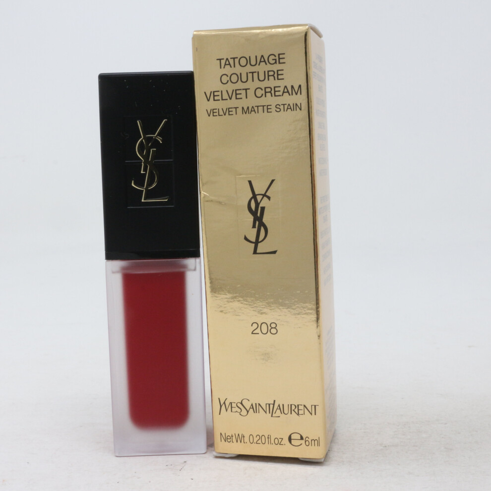 (208 Rouge Faction) Yves Saint Laurent Tatouage Couture Velvet Cream  0.20oz/6ml New With Box-image-OPC-P5VYCYS-NEW