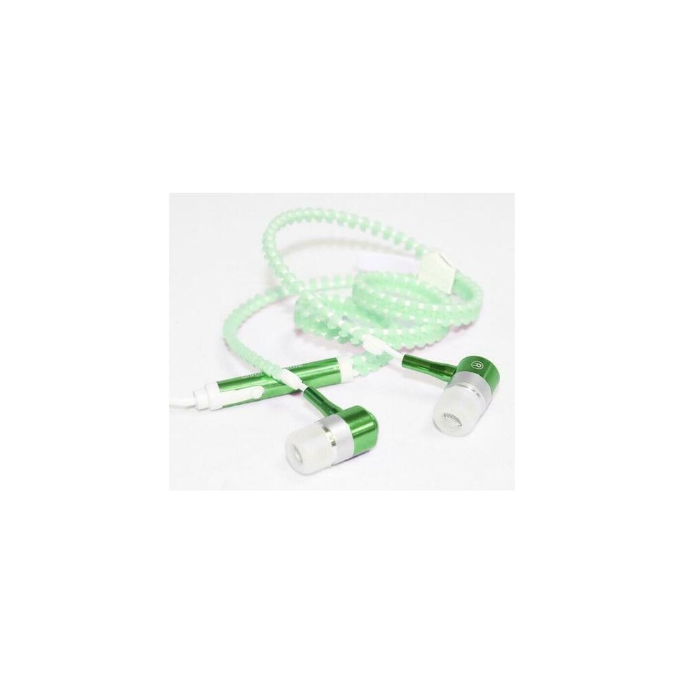 (Green) 3.5Mm Luminous Zipper Headphones In-Ear Headset Green 783902180062