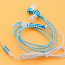 (Blue) 3.5mm Luminous Zipper Headphones In-Ear Headset