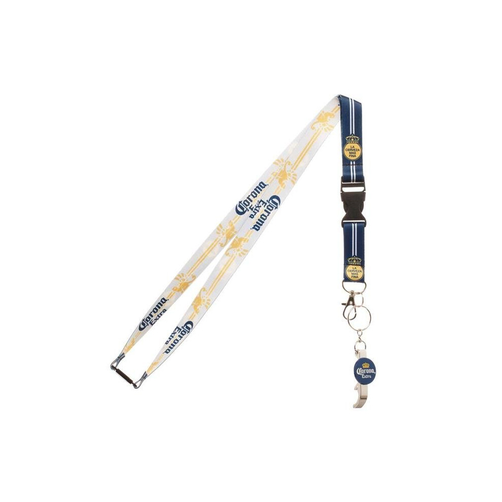 Corona Extra 48363 Corona Extra White & Navy Lanyard with Bottle Opener