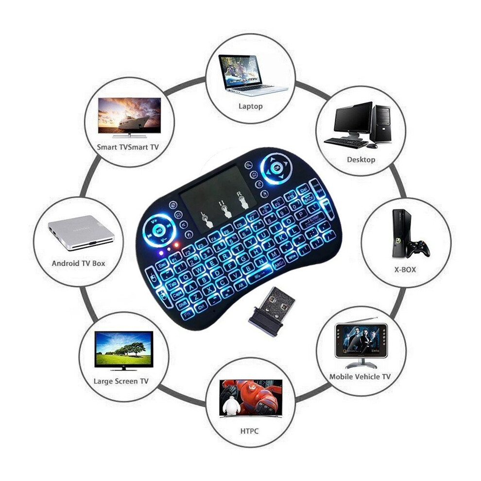 92 Keys I8 Wireless Touchpad Keyboard With Multimedia And Pc Games Control 783902180024