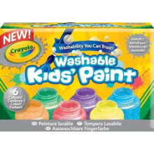 CRAYOLA WASHABLE KIDS METALLIC PAINTS, PACK OF 6