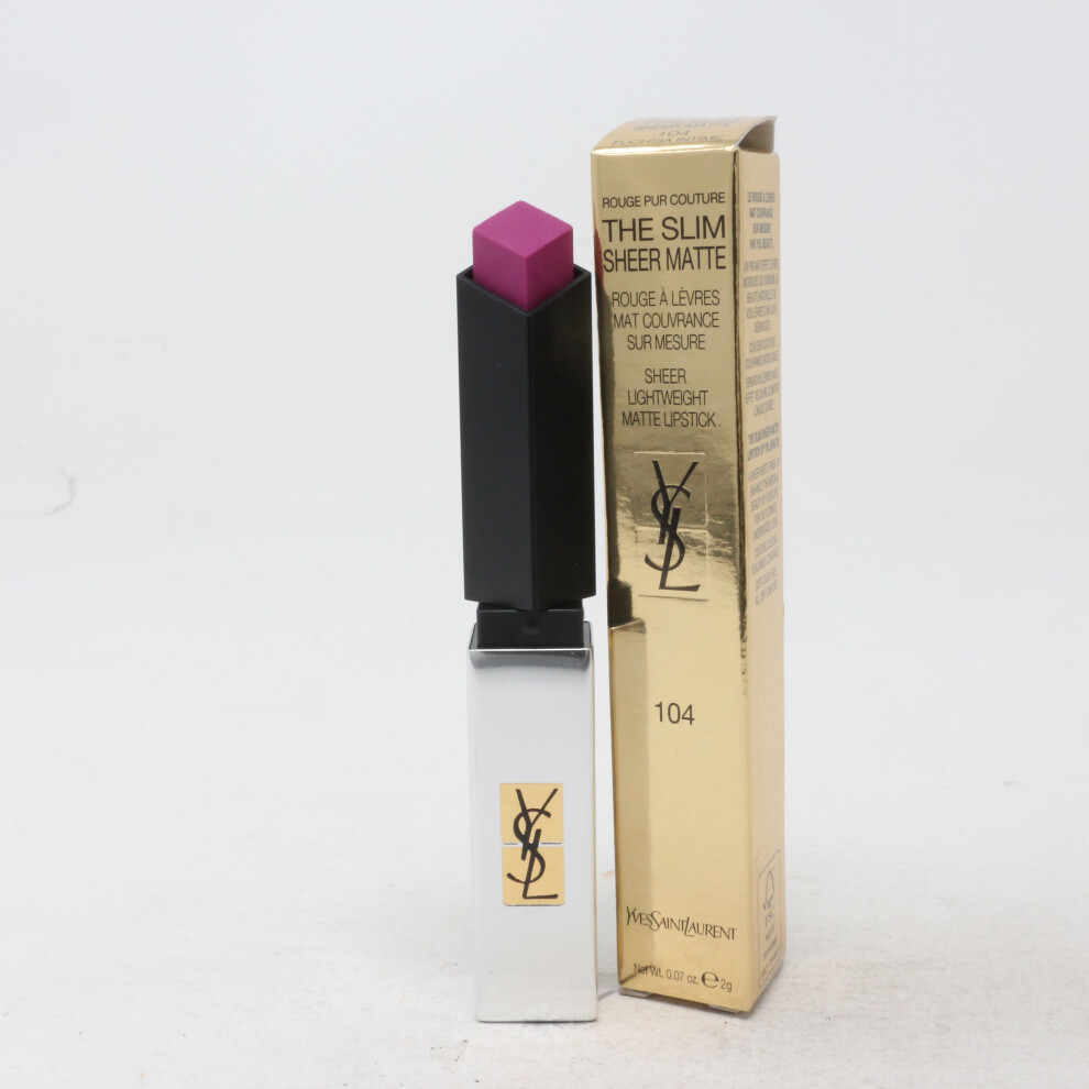 (104 Fuchsia Intime) Yves Saint Laurent The Slim Sheer Matte Lipstick  0.07oz/2g New With Box