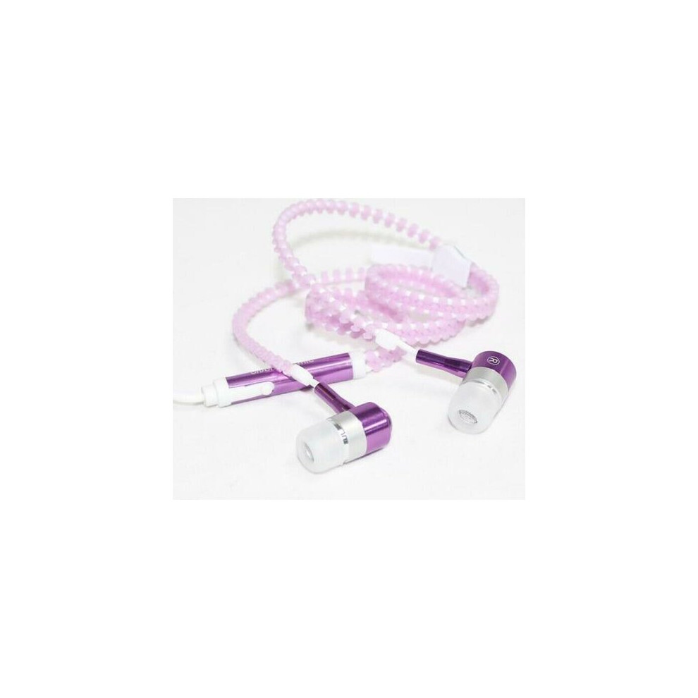 (Purple) 3.5Mm Luminous Zipper Headphones In-Ear Headset Purple 783902180079