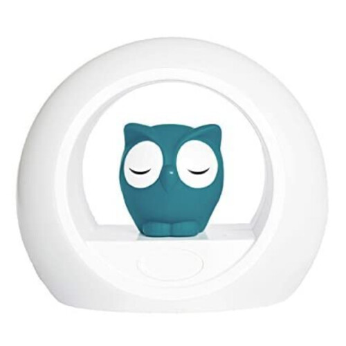 Zazu Lou the Owl Night Light, Cry Sensor, and adjustable brightness, Grey and White
