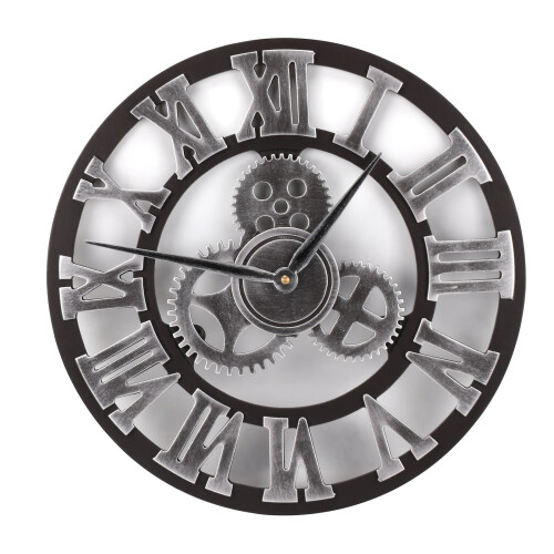 Large Metallic-Look Outdoor Roman Numeral Wall Clock