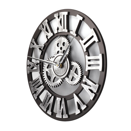 Large Metallic-Look Outdoor Roman Numeral Wall Clock 1