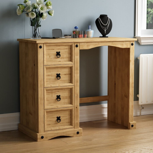 Home Discount Corona 4 Drawer Dressing Table Makeup PC Desk Wood