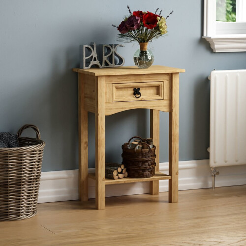 Home Discount Corona 1 Drawer Console Table Hallway Storage Pine