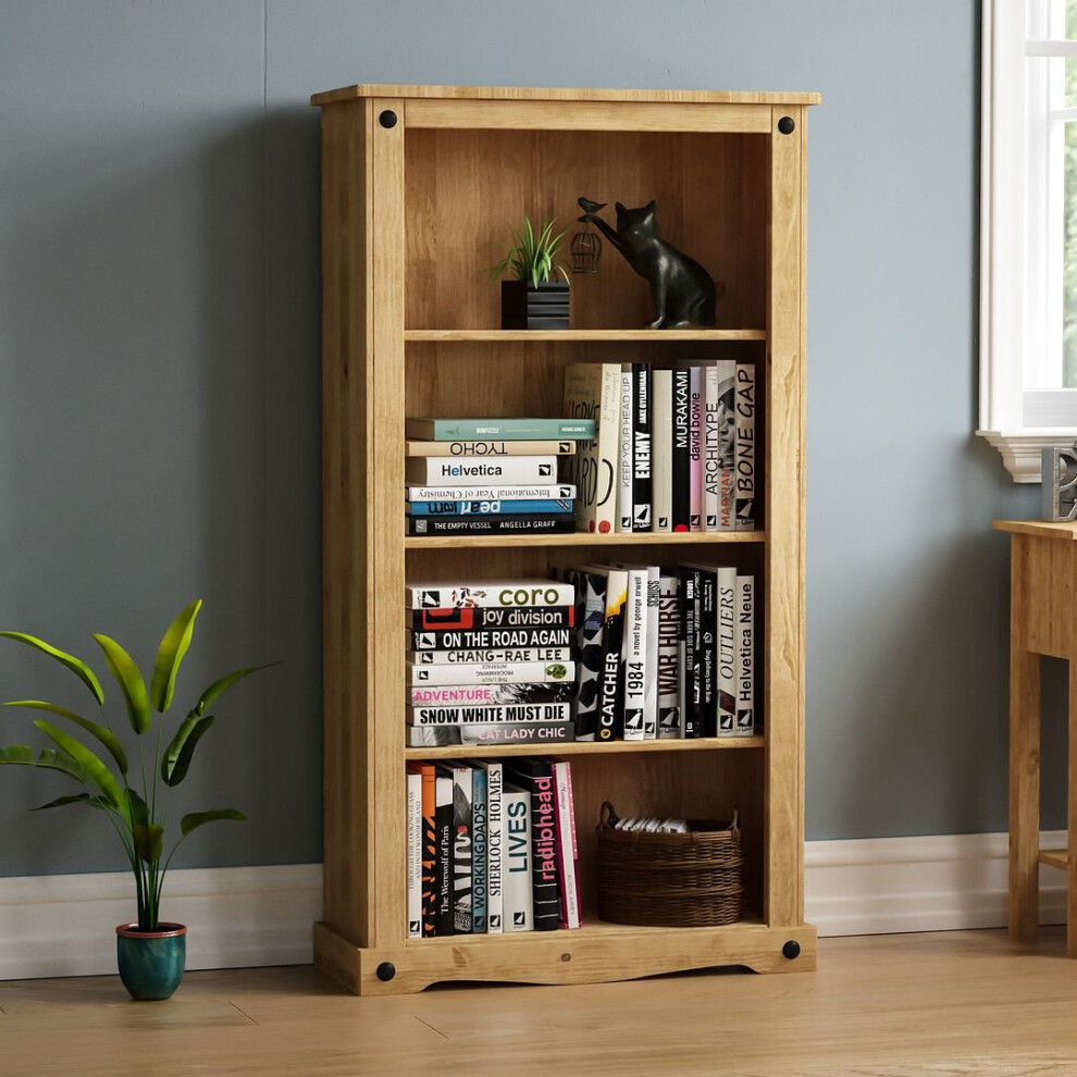 Corona 4 Tier Bookcase Shelving Display Pine Wood