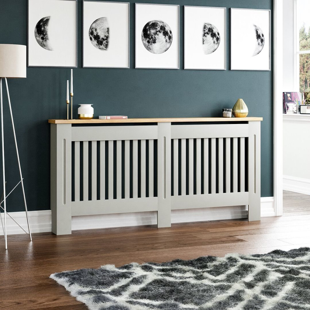 (Extra Large) Arlington Radiator Cover Heating Cabinet Grey Oak