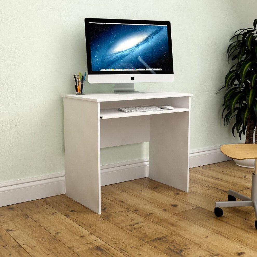 (White) Huby Computer Desk Keyboard Shelf Simple Minimal