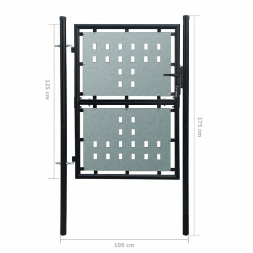 VidaXL vidaXL Schwarzes Einzeltür-Gartentor 100x125 cm 1
