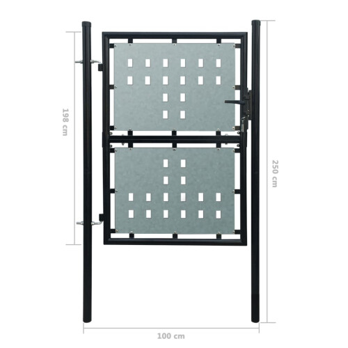 VidaXL vidaXL Schwarzes Einzeltor für Zäune 100 x 200 cm 1