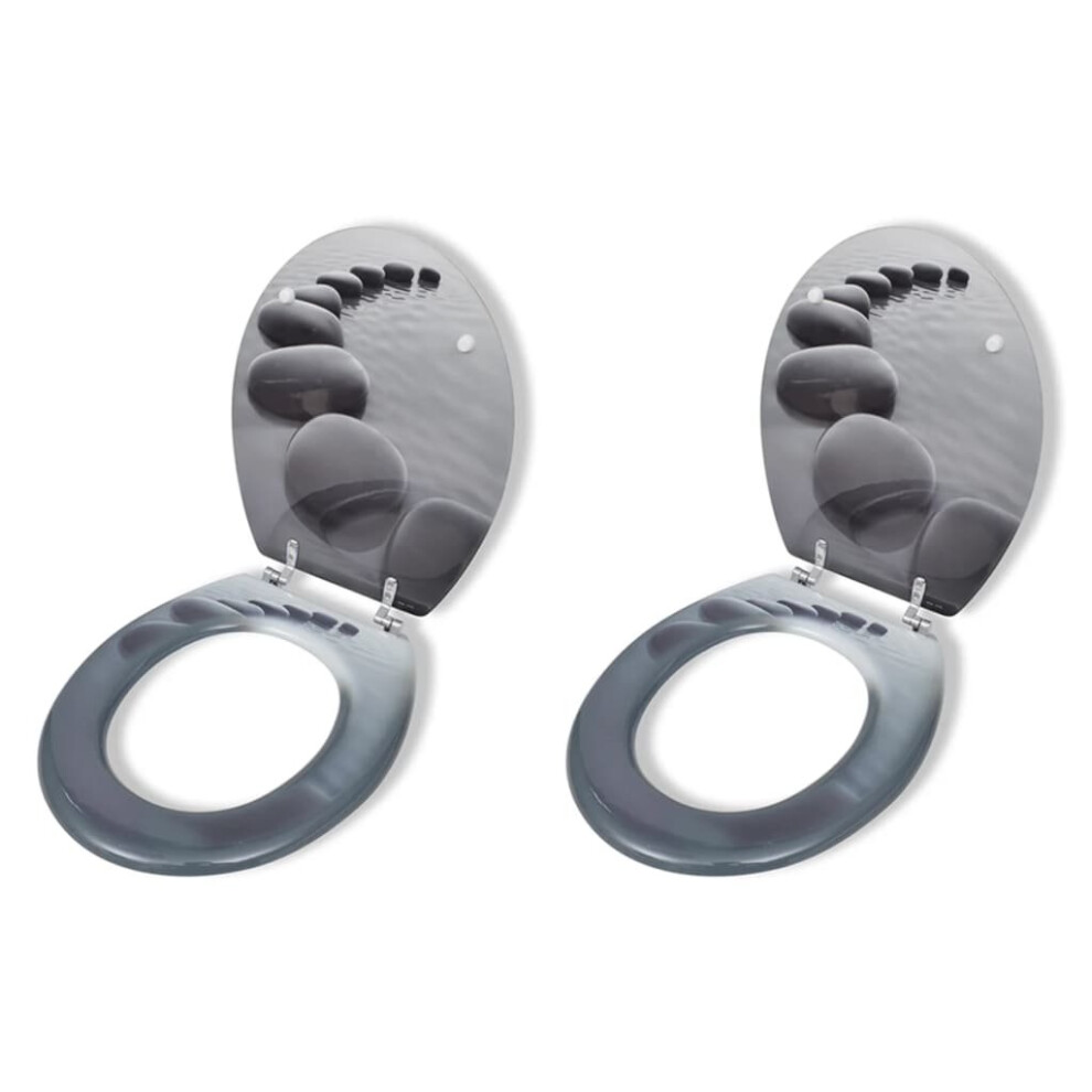 Vidaxl 2X Toilet Seats With Lids Mdf Stones Bathroom Wc Accessory