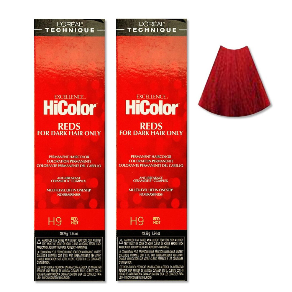 (H9 - Pack of 2) L'Oreal HiColor H9 Red Hot For Dark Hair