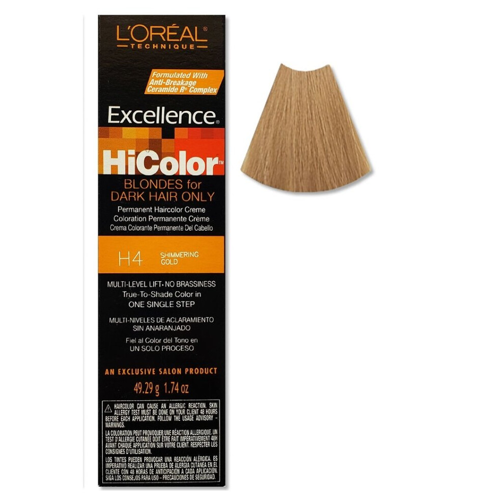 LâOrã©Al Paris Gold,Multicoloured (Hicolor H4 Â Shimmering Gold) L'oreal Hicolor H4 Shimmering Gold For Dark Hair