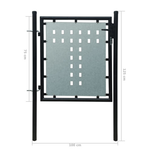 VidaXL vidaXL Schwarzes Einzeltor für Zäune 100 x 75 cm 1